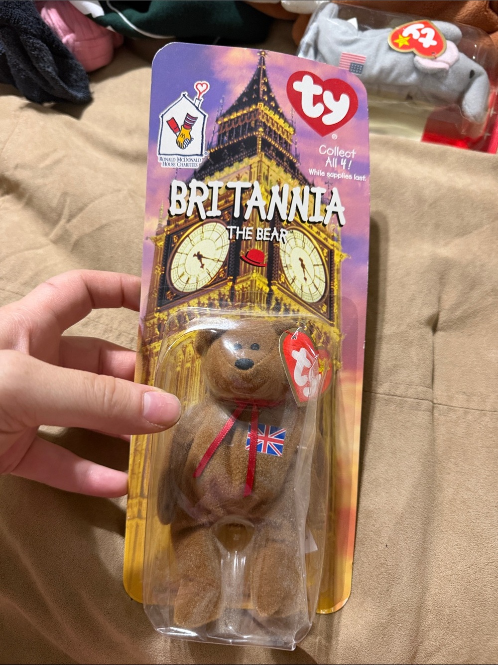 Ty Britannia the Bear Plush - Brown with Red and Blue Details